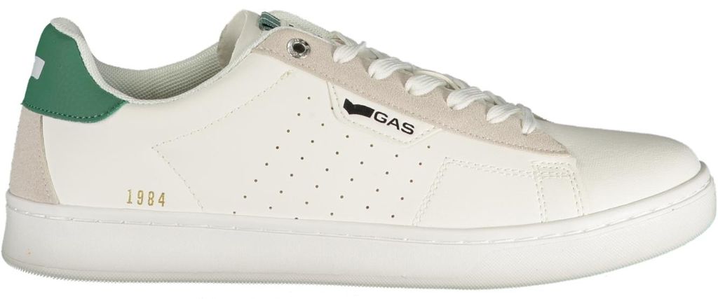 Weiße Herren-Sportschuhe mit grünen Details und herausnehmbarer Sohle