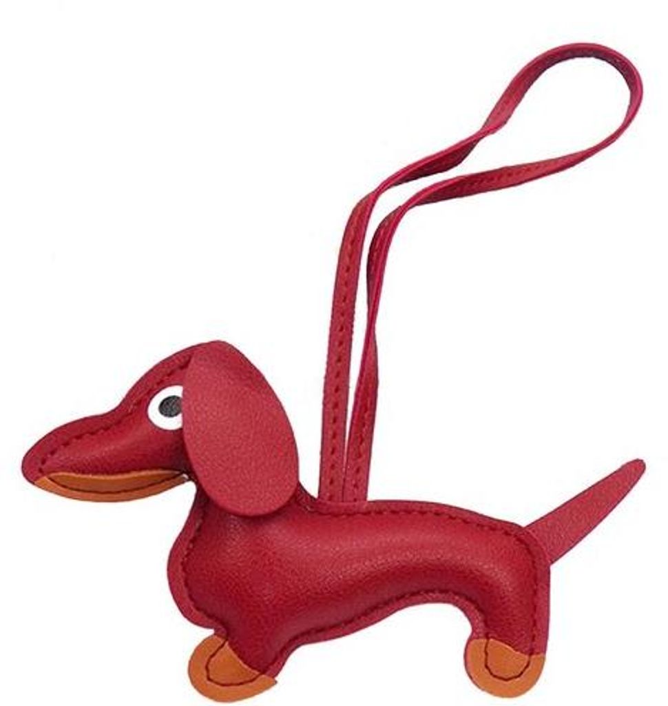 LUOFENG is a brand name, so I will remove it. Here's the cleaned title:Mini schattige teckel sleutelhanger, mooie Polyurethanleren dieren sleutelha...