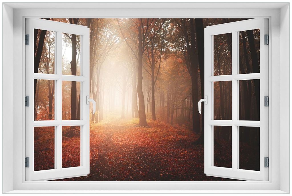 Wallario Premium Glasbild mit Fensterrahmen, freischwebende Produktbild 