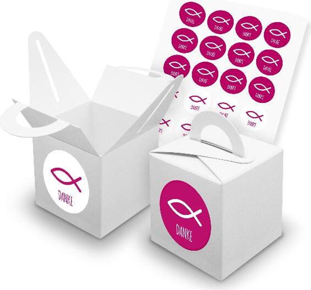 itenga SET 24x Würfelboxen mit Griff Weiß (V42) + Motivsticker (M34)