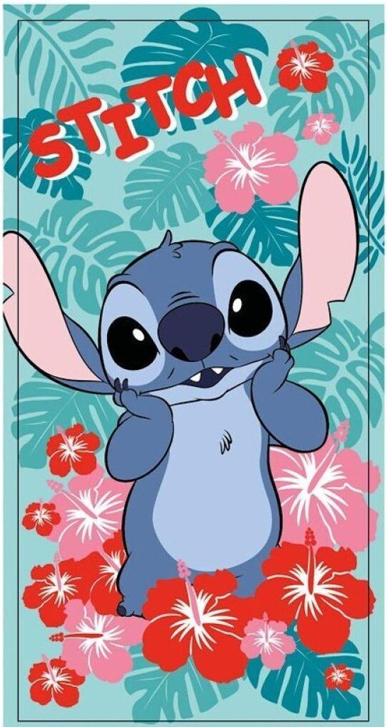 Telo da bagno Lilo e Stitch in Bloom, telo mare 70x140 cm Immagine del prodotto 