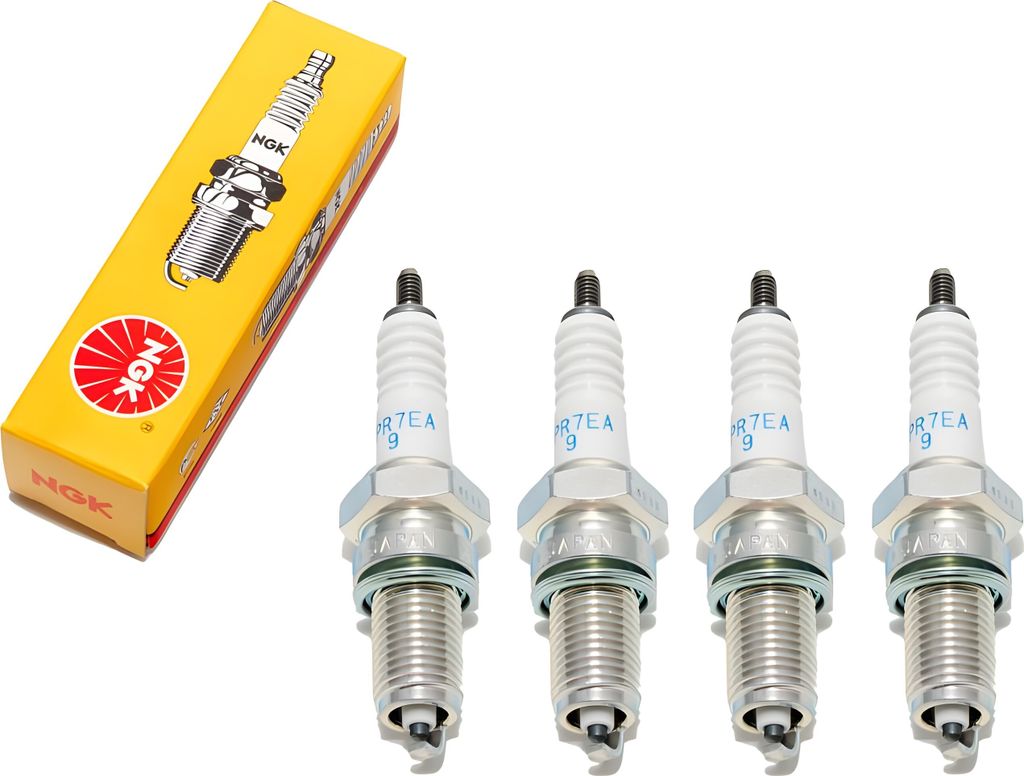 Zündkerzen Set NGK 4x DPR7EA-9 Zündkerze entstört, 19,0mm Langgewinde Ø 12,0mm Hex 18,0mm, Elektrodenabstand 0,90mm, Wärmewert 7, 3146 / 5129 ...