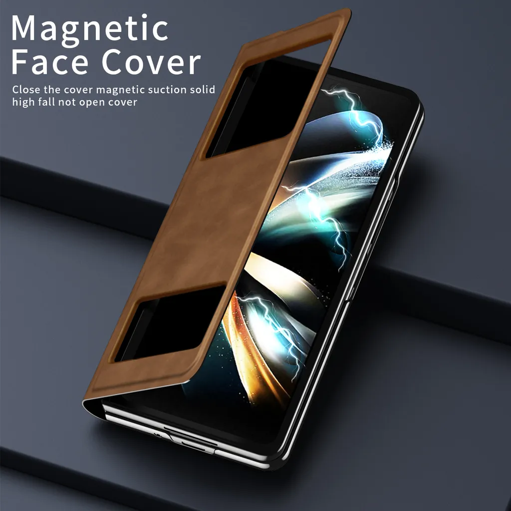 Suncase Custodia In Vera Pelle Per Oppo Find X2 Pro: Con Cover In Silicone Aggiuntiva E Linguetta (Marrone)