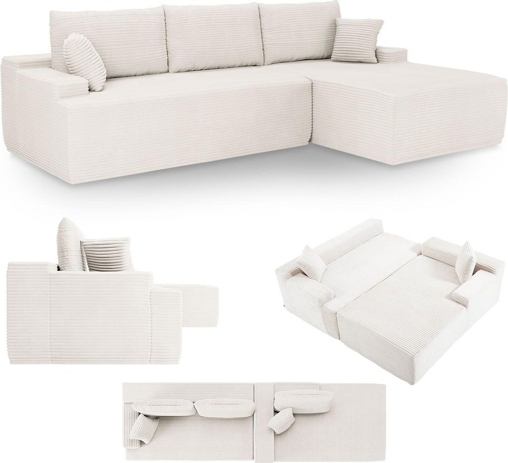 Juskys Sofa Coredo - Creme, moderne Couch aus Cord mit Produktbild 