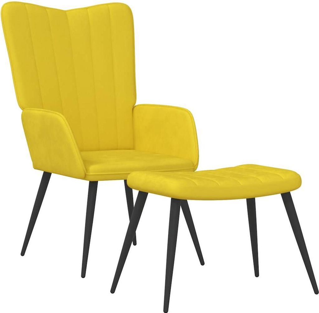 vidaXL Relaxsessel mit Hocker Senfgelb Samt