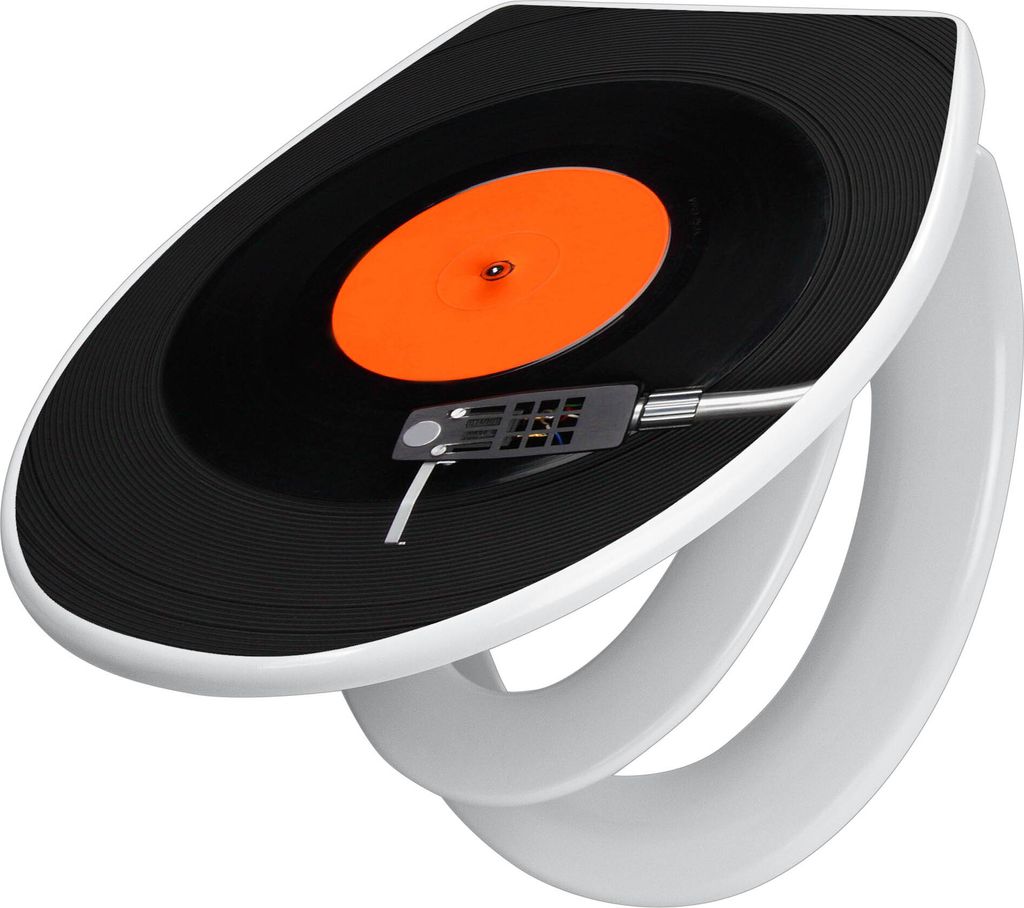 banjado Familien WC Sitz mit Absenkautomatik 37x44,5x5cm -Plattenspieler - Klodeckel/Klobrille mit kindersitz aus hochwertigem Polypropylen - unive...