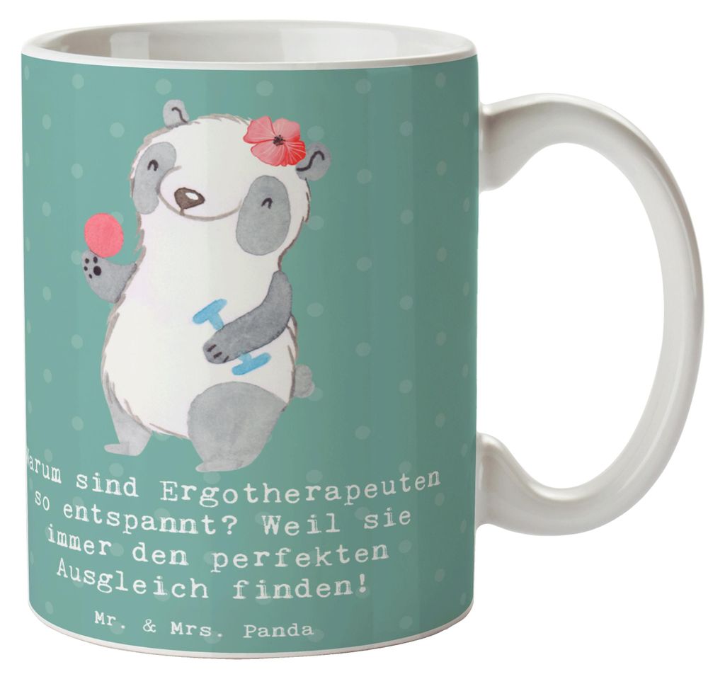 Mr. & Mrs. Panda Becher Ergotherapeutin Balance - Meeresbrise - Geschenk, Kaffeetasse, Berufsgestaltung, Geschenke mit Herz, Einfühlungsvermögen,...