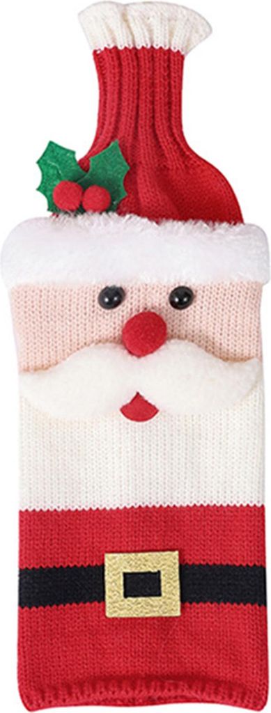 Weihnachts-Weinpullover-Hülle, handgefertigt, gestrickt, Cartoon-Weihnachtsmann, Schneemann, Rentier, Flaschenhülle für den Esstisch im Winter, ...
