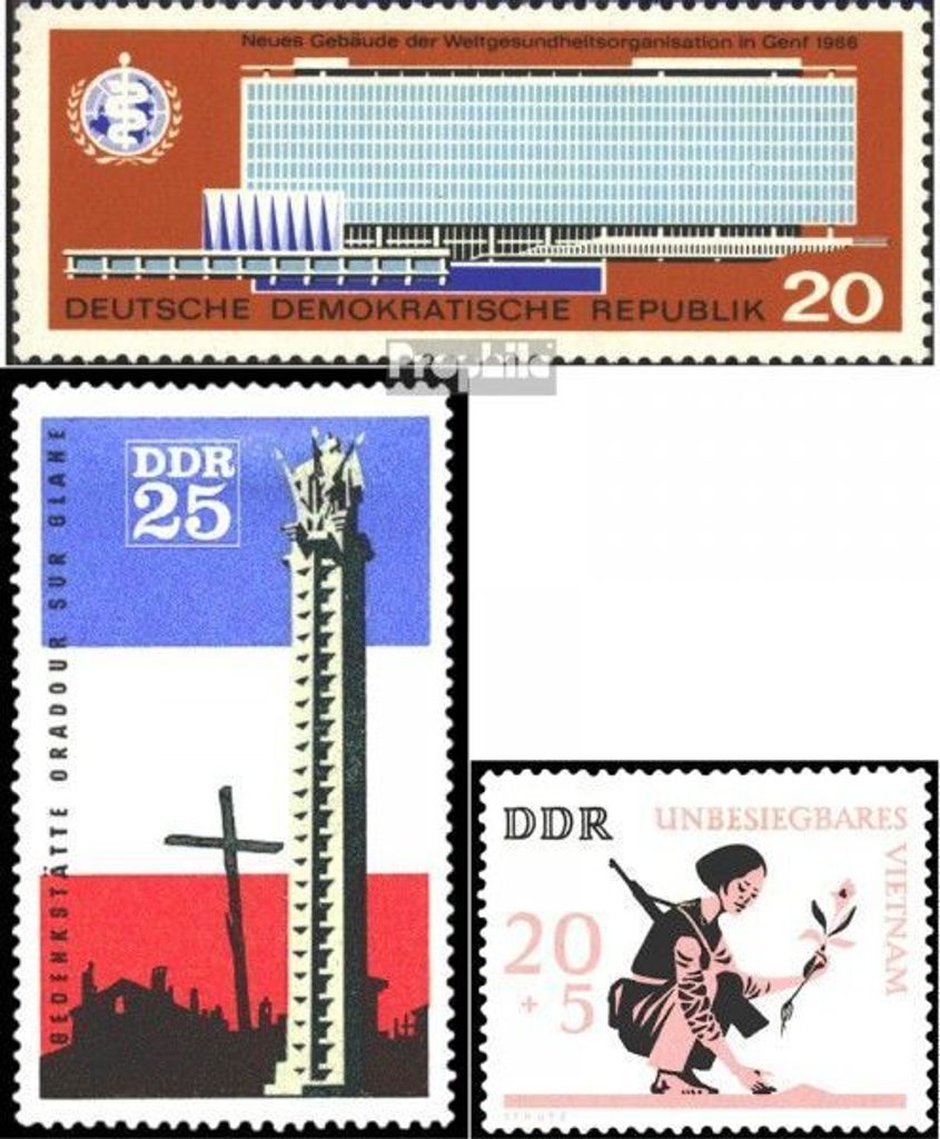 Briefmarken DDR 1966 Mi 1178,1206,1220 (kompl.Ausg.) postfrisch Einweihung des Verwaltungsgebäudes der WHO