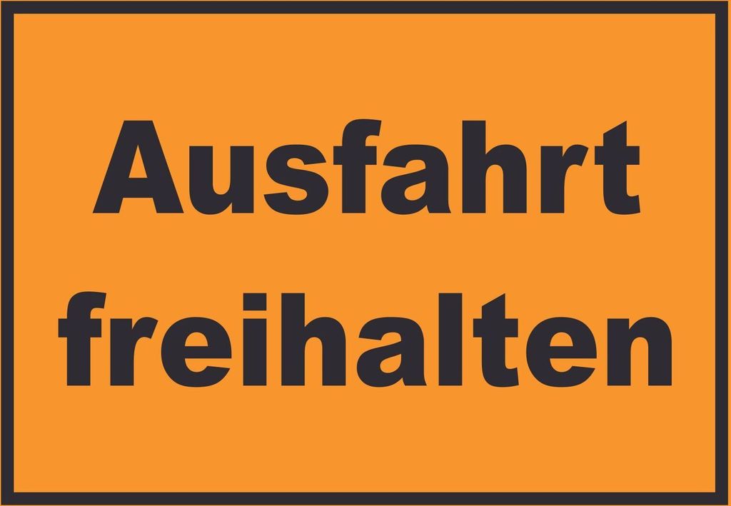Ausfahrt freihalten Schild schwarz-orange A5 Rückseite selbstklebend