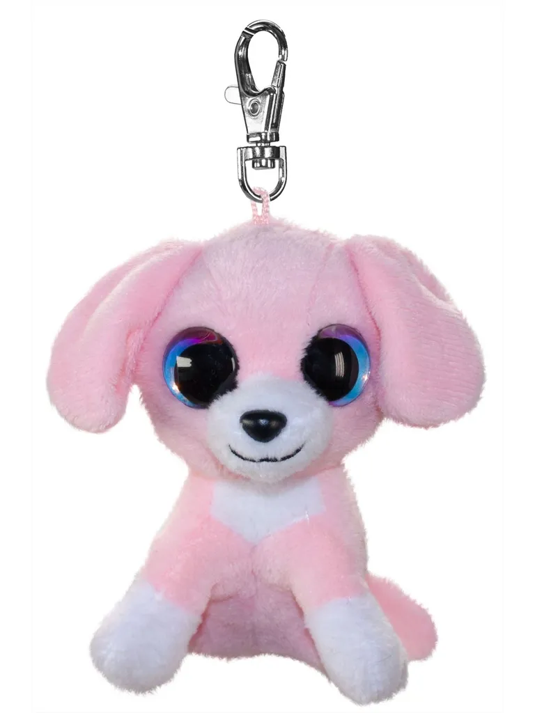 Portachiavi Lumo Dog Pinky 8,5 cm con Clip Rosa - Regalo Peluche