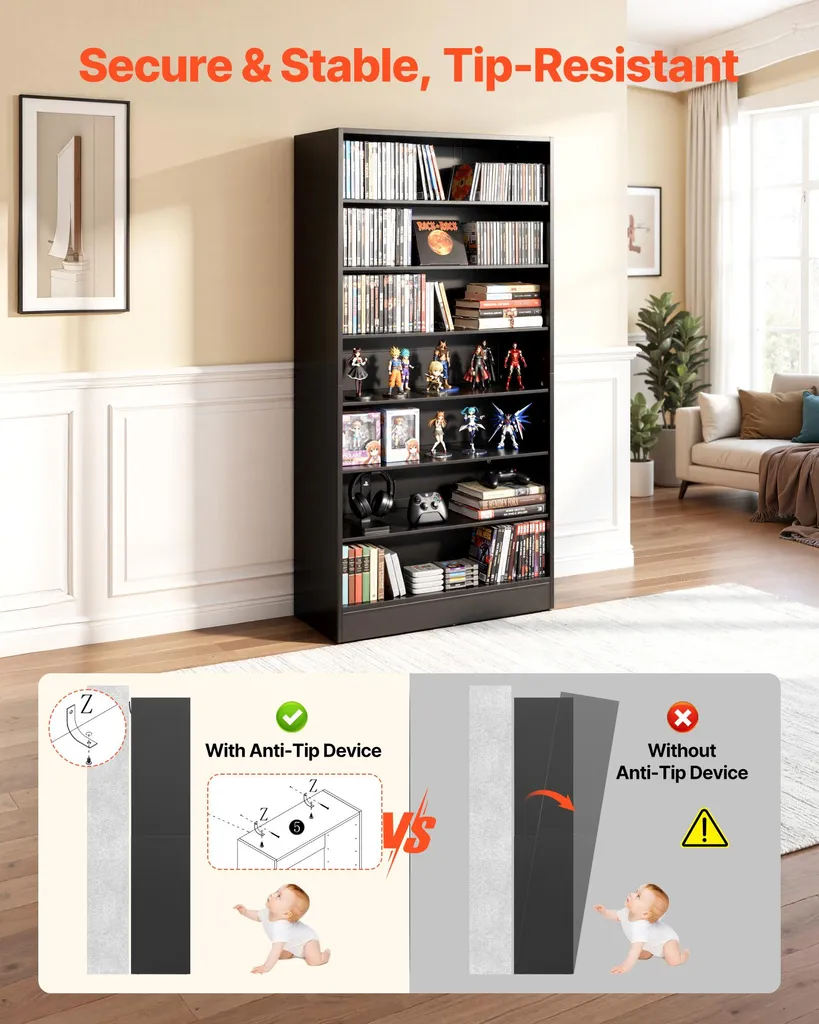 Solution gain de place : Étagère DVD compacte 7 niveaux SucceBuy - 4