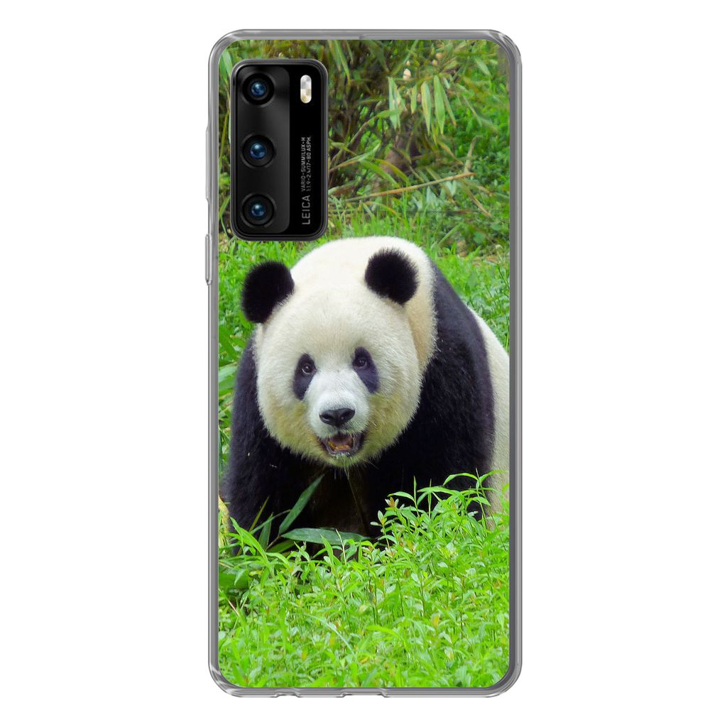 MuchoWow Handyhülle Schutzhülle Hülle für Huawei P40 Panda - Gras - Tier Silikon Softcase Handy Hülle - Handytasche