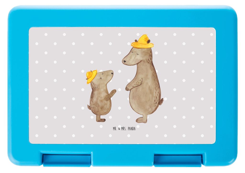 Mr. & Mrs. Panda Bento Box Bären mit Hut - Grau Pastell - Geschenk, Lunchbox, Familie, Muttertag, Daddy, Pausenbox, Vatertag, Frühstücksbox, Kin...