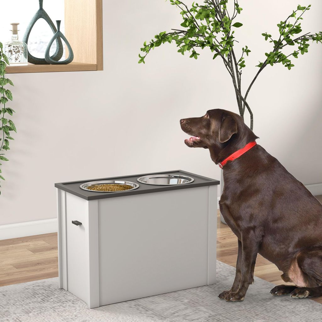 PawHut Hundenapf, Hunde Futterstation mit Stauraum, 2