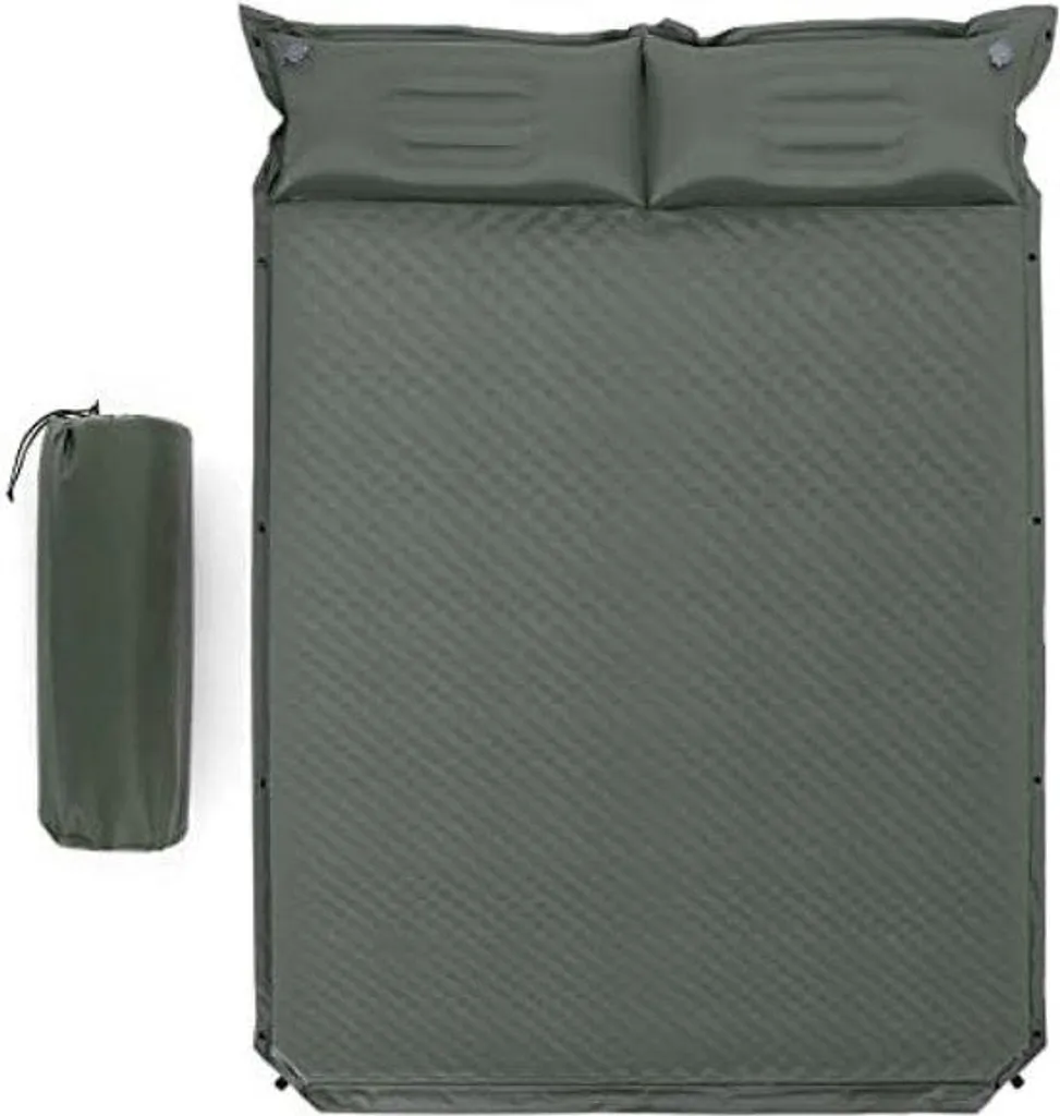 Matelas de camping 2 places auto-gonflant avec oreillers et sac de transport