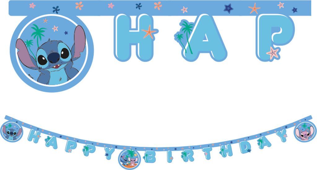 Párty girlanda Stitch a Angel - Happy Birthday - narozeniny Obrázek produktu 2