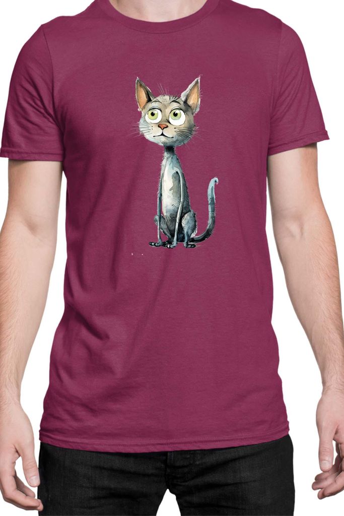 Herren T-Shirt Funny Cats Breeds European Shorthair Cat, Man 3XL / Burgundy