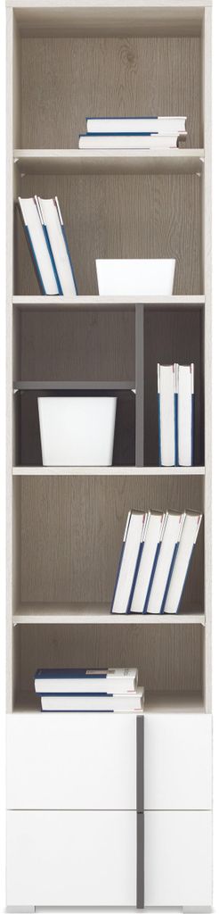 Masseno Buchregal BERGAMO,Ideal für Büro, Wohnzimmer oder Lesezimmer, Stil Modern, 45x40x195 cm, Ausführung Matt, Eichefarben