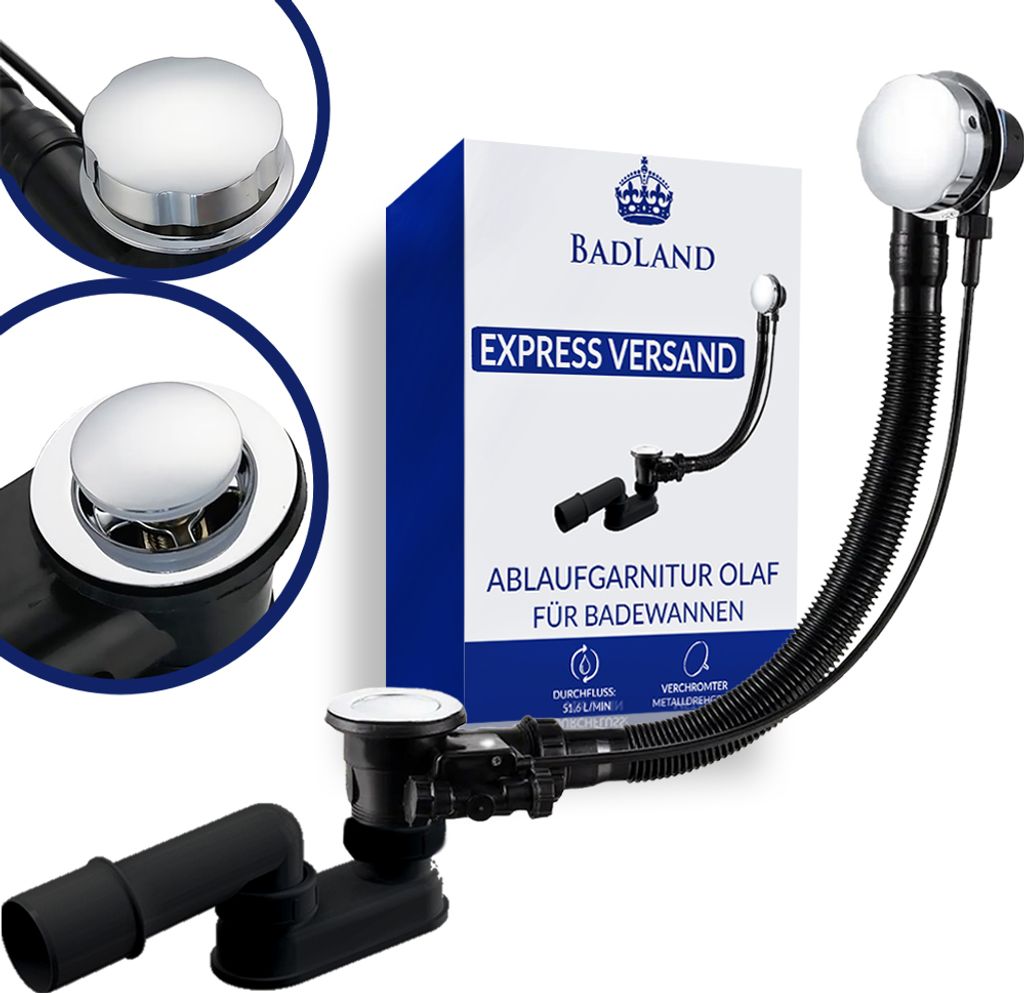 Automatisch Ablaufgarniture für Badewanne OLAF 65 cm Produktbild 