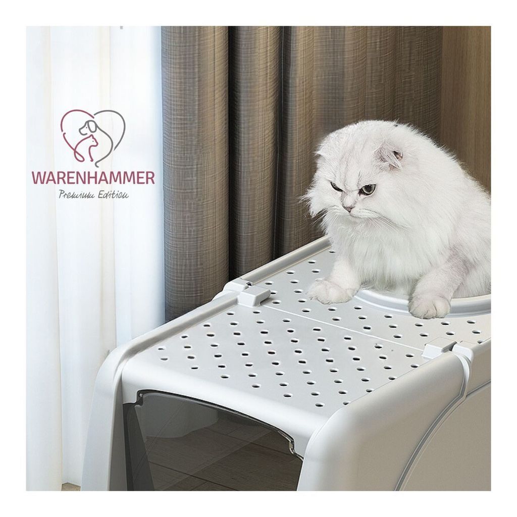 katzentoilette geruchsfrei Katzenklo Edelstahl mit Deckel – Faltbare Geschlossene Katzentoilette mit  Schublade – Geruchsfrei, Auslaufsicher & Leicht zu Reinigen – Doppelter main image 1
