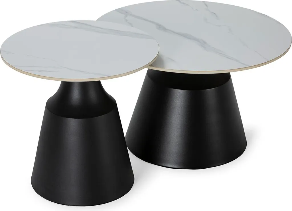 Table de salon ronde blanche : lot de 2 tables basses pour petit salon