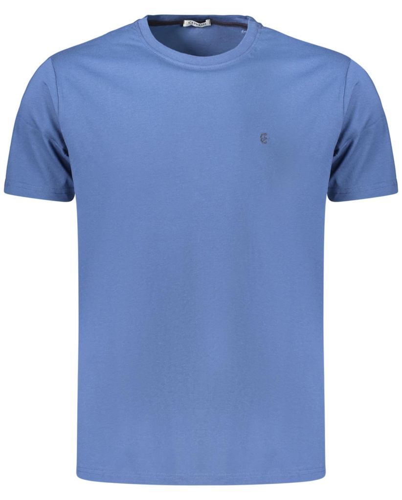 Herren Kurzarm T-Shirt Blau mit Rundhals & Stickerei-Logo