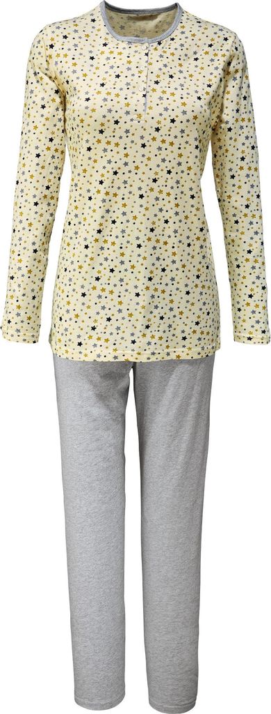 Erwin Müller Damen-Schlafanzug creme/hellgrau meliert 44