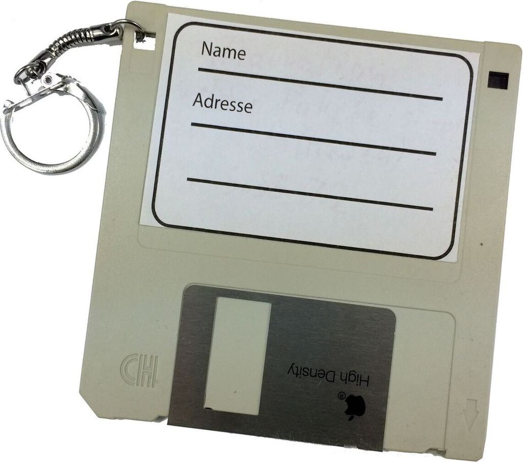Adressanhänger Taschenanhänger Kofferanhänger Diskette RETRO Disc Floppy GRAU