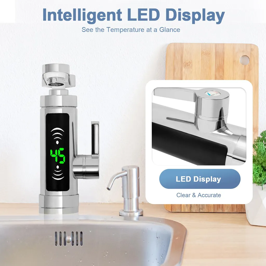 Robinet électrique 360° eau chaude rapide, idéal sans plomberie - Argent - 5