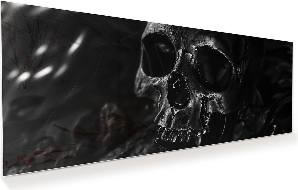 Glasbild 125x50cm in XXL für Wohnzimmer, Schlafzimmer Motiv Schädelaufnahme