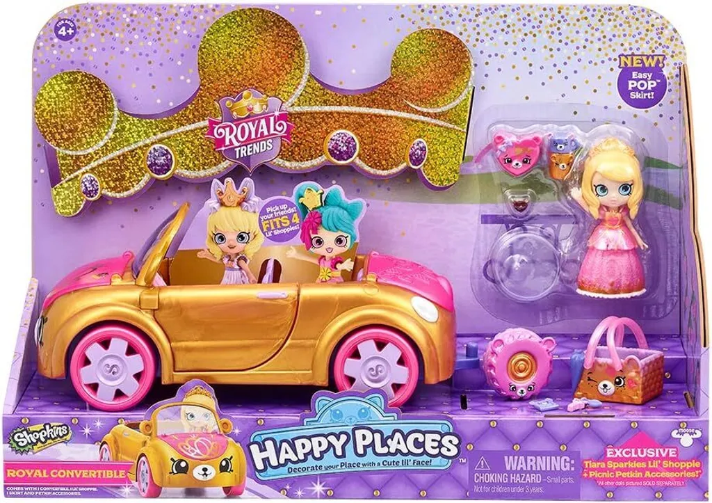 Shopkins Happy Places Royal Convertible Elan - Voiture Jouet avec Figurine