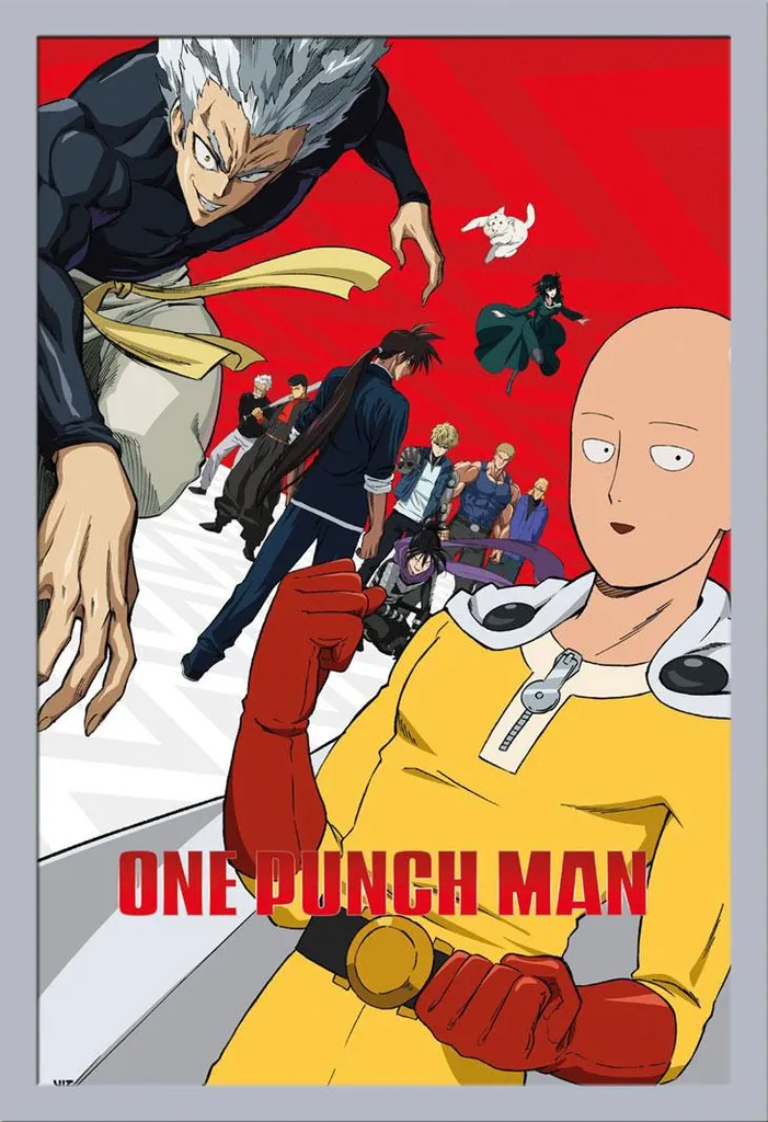 One Punch Man Poster Stagione 2 con Cornice Shinsuke Maxi Argento 61x91.5