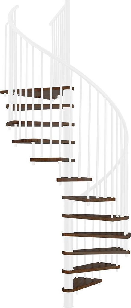 Minka Spindeltreppe Spiral Smart 38 - 305,5cm Geschosshöhe Walnuss Weiß 140cm Durchmesser
