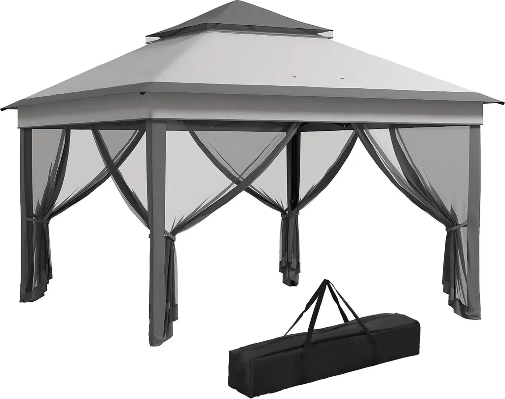 Pavillon de jardin anti-chaleur : montage rapide Pop-Up et double toit