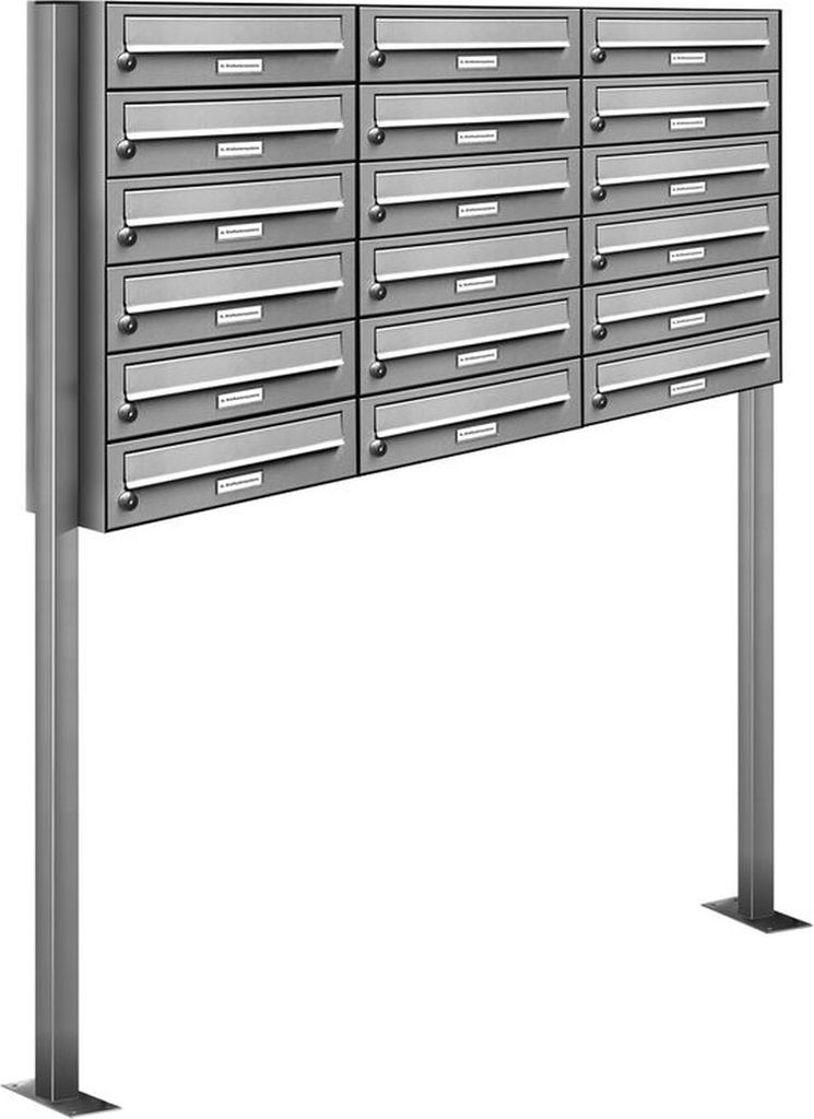 18er Edelstahl Stand Briefkasten Anlage Freistehend