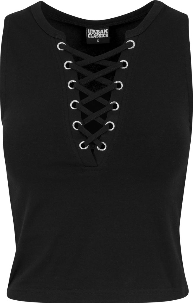 Lace Up Cropped Top M Schwarz