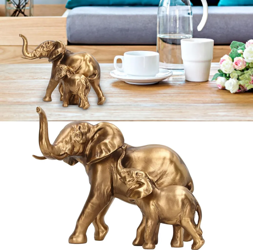 Figurines Éléphants Décoratives, Finition Artisanale pour le Bureau
