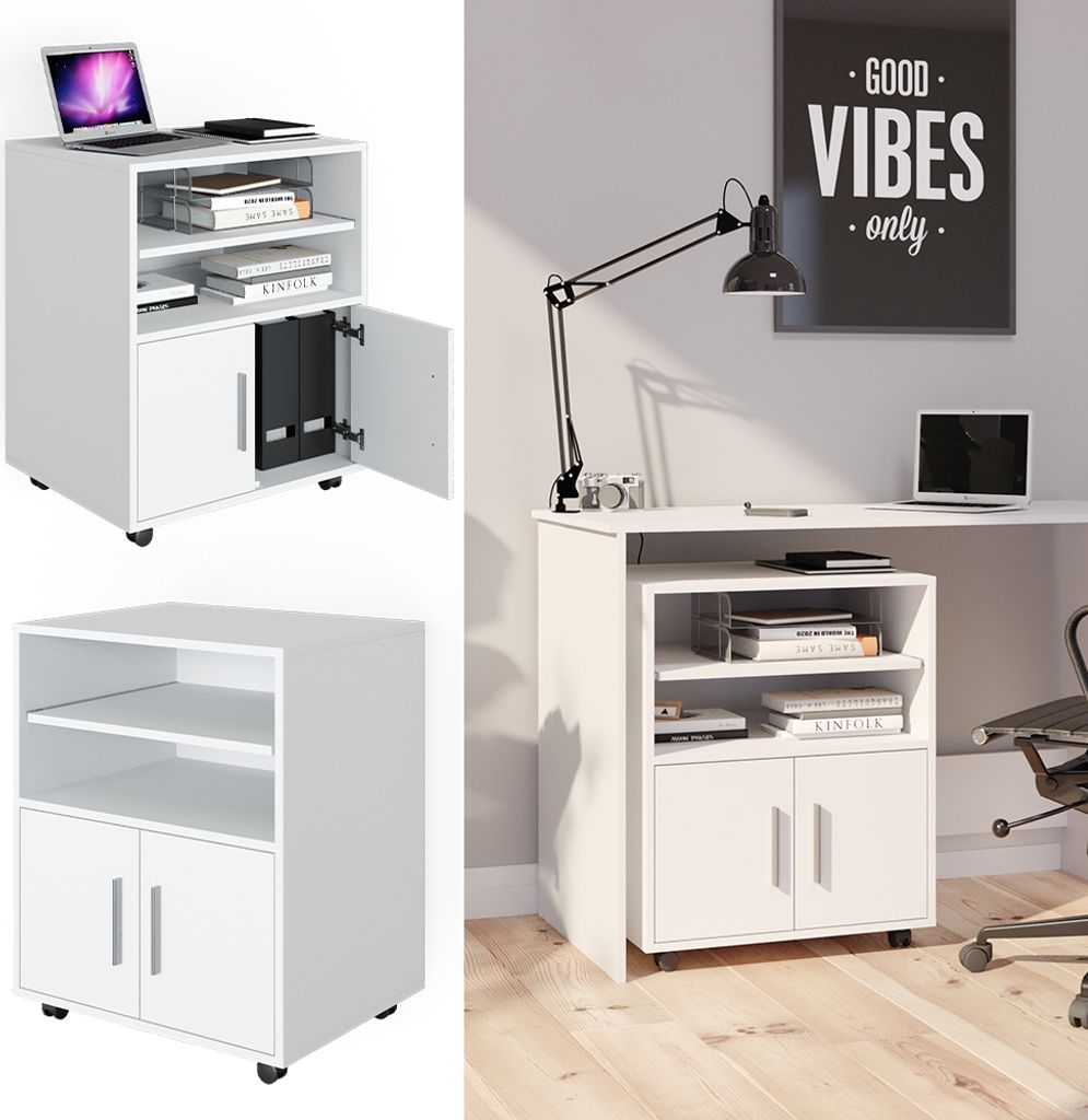 Vicco Rollcontainer 'Ansel' – 60x40x77,4 Cm, Mit Schubladen & Rollen | Weiß/Sonoma, Spanplatte, Viel Stauraum