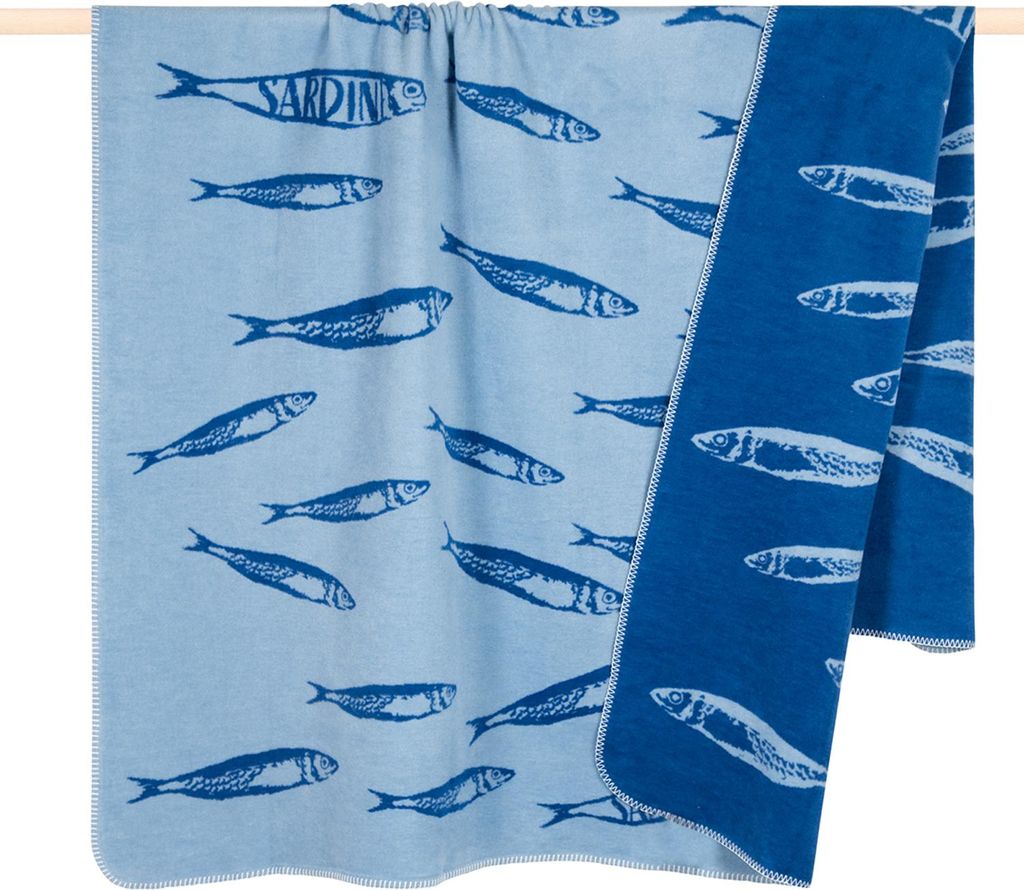 Pad Wohndecke Fish blau 150 x 200 cm Baumwollmischung