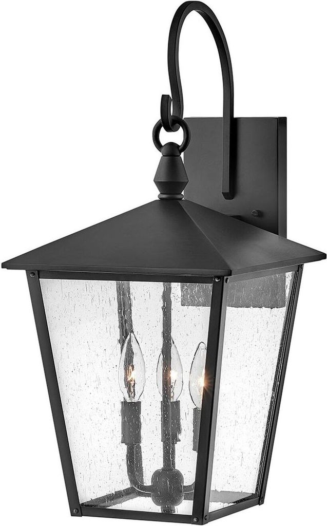 Wandlampe außen Aluminium Glas E14 IP44 58,5 cm hoch Schwarz 3-flammig Rustikal Wandleuchte