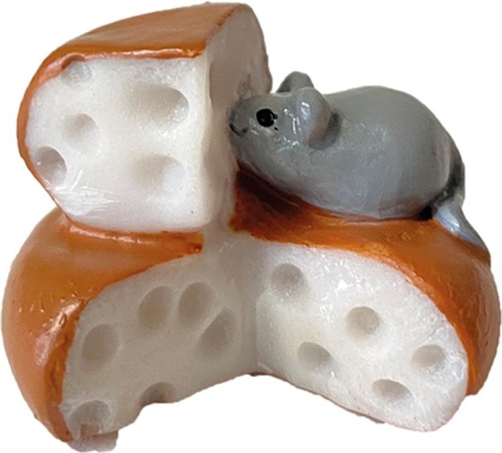 FADEDA Maus mit Käse / Höhe:2 cm / handbemalt / detailgetreue Krippen Figuren - Weihnachten Tisch Dekoration Krippe Zubehör