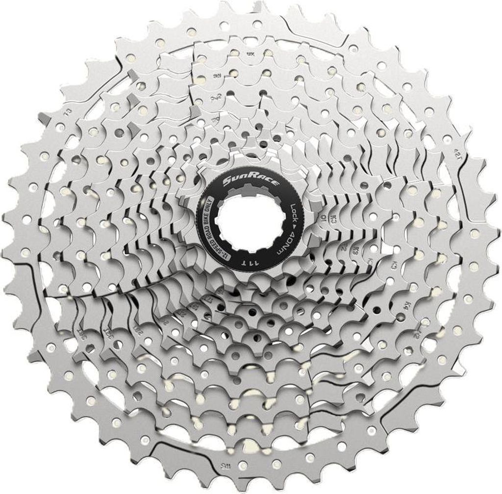 SunRace CSRZ800 Kassette 12-fach 11-42T Metallic Silber - Gravel Bike