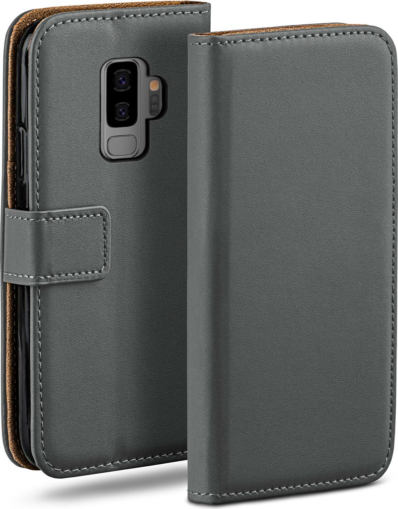 moex Book Case kompatibel mit Samsung Galaxy S9 Plus - Hülle 360 Grad klappbar, Dunkelgrau