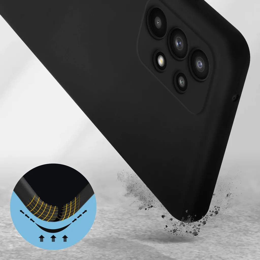 Avizar, custodia semirigida in silicone per Samsung Galaxy A32, soft touch, nero - 3