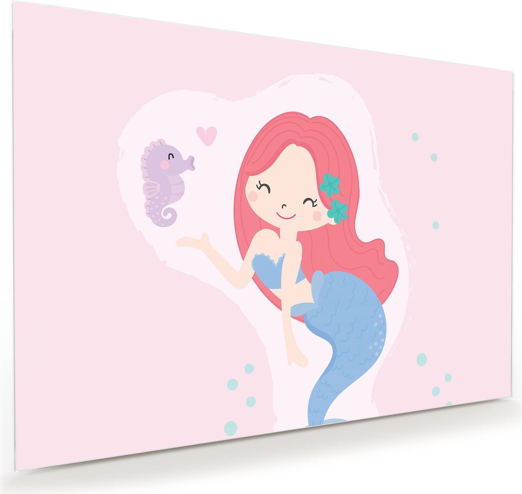 Glasbild Wandbild Meerjungfrau Einladung 100x70cm in XXL für Wohnzimmer, Schlafzimmer, Badezimmer, Flur