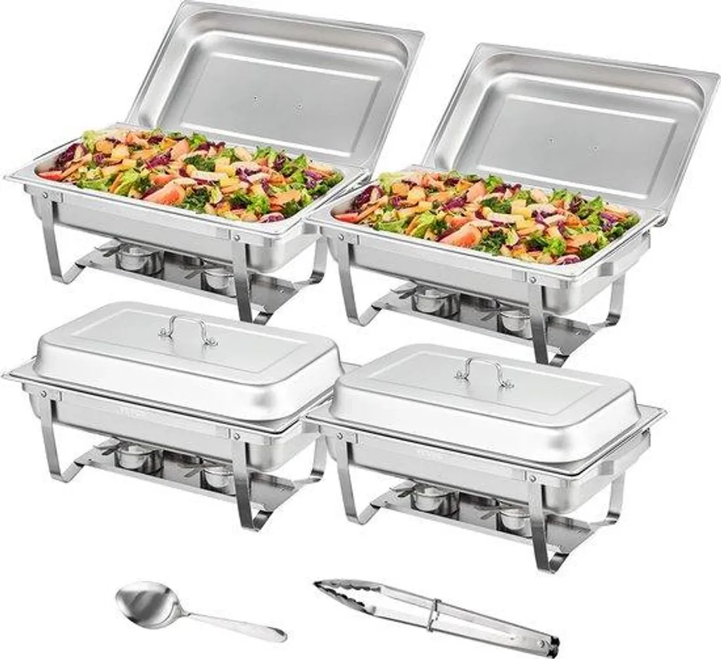 Chafing-dish en acier inoxydable - Plateau de luxe avec 4 grands bols