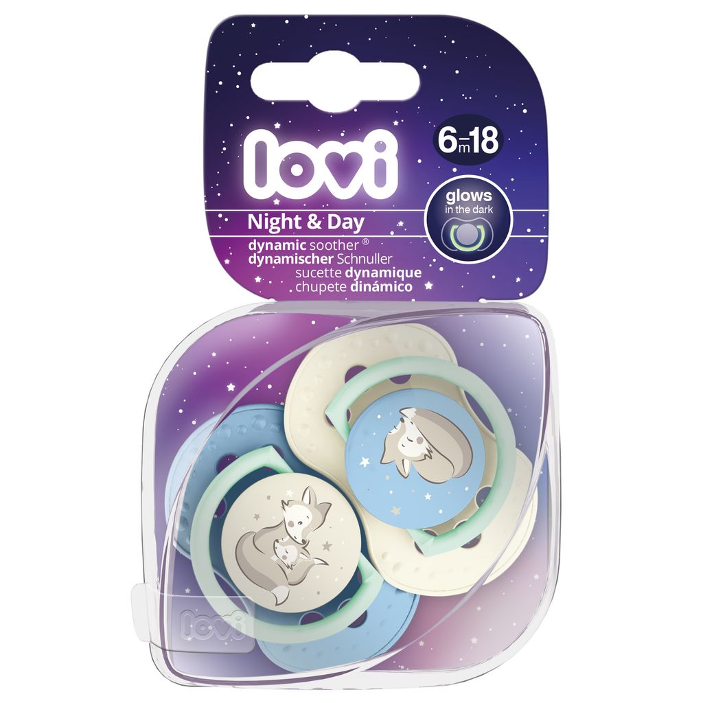 LOVI cumlík silikónový dynamický Night&Day Boy 6-18 m 2 ks Obrázok produktu 