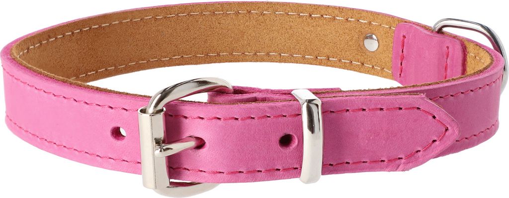 Dingo Boutique Hundehalsband aus Leder Größe L 2,5X60 cm (45-50 cm) Fuchsie