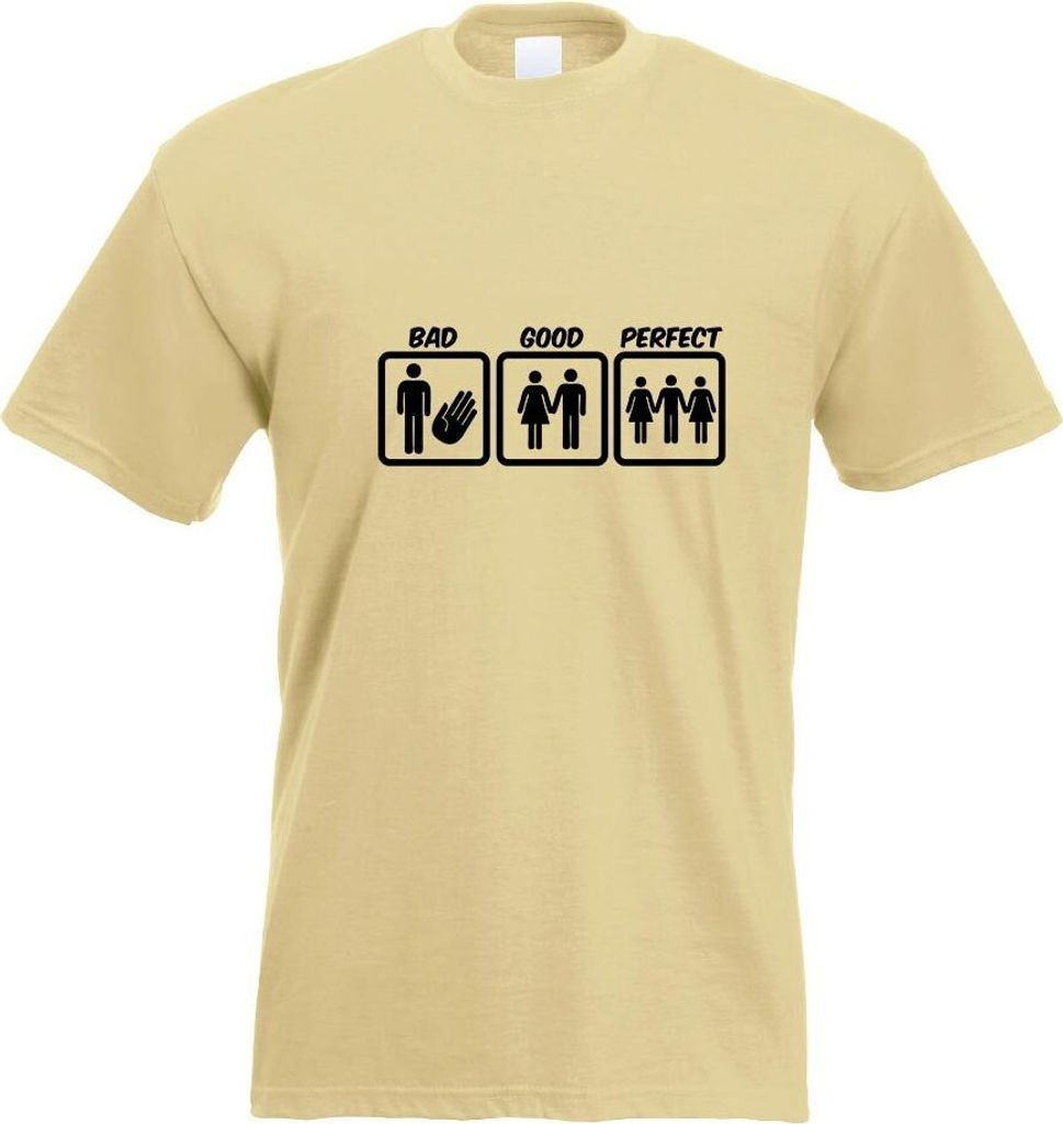 Kiwistar - T-Shirt - Khaki - Good Bad Perfect Motiv Bedruckt Funshirt Design Print - mit Motiv Bedruckt - Funshirt Design - Sport - Freizeit - Herr...